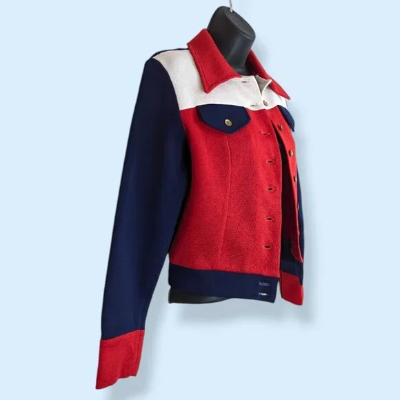 Vintage Red, White, & Blue Colour Block Top - Picture 4 of 8